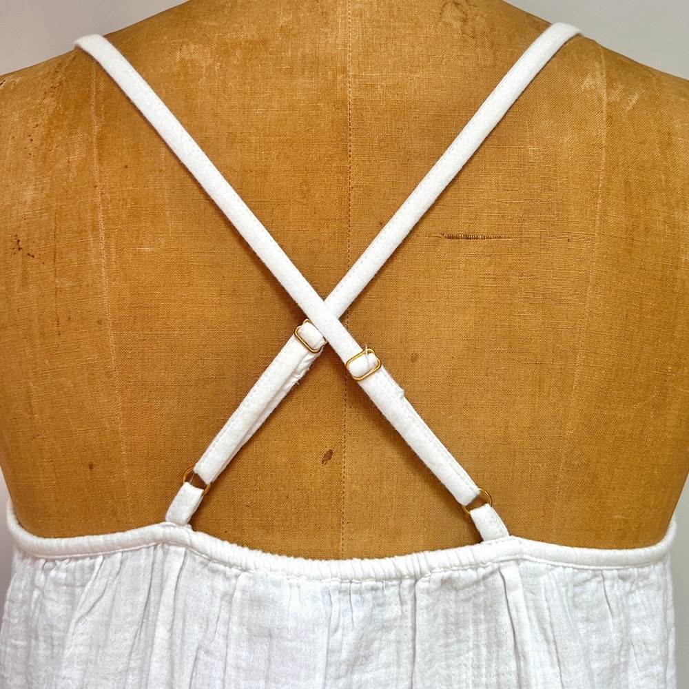 Vineyard Vines White Cotton Maxi Dress Womens M NWT Cross Back Ruffle Hem - Picture 3 of 10